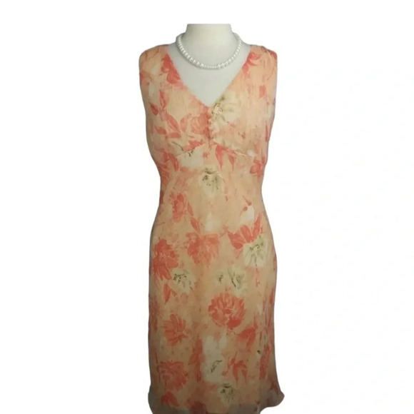 Vintage Y2K Faith Love & Passion peach and coral floral sheath midi dress - Picture 5 of 11